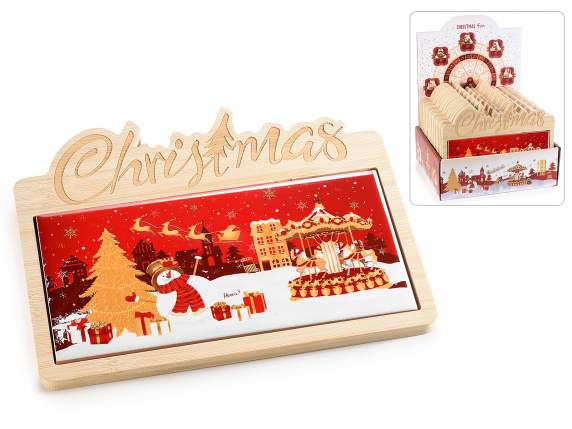 Wooden and ceramic chopping board with Christmas in display