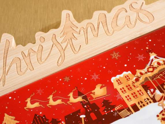 Wooden and ceramic chopping board with Christmas in display