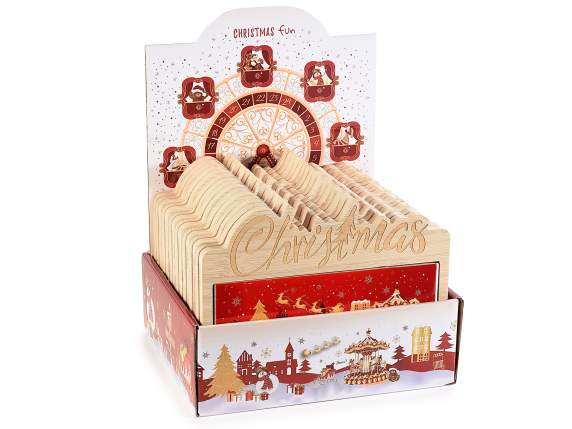 Wooden and ceramic chopping board with Christmas in display