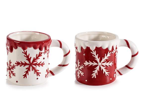 Christmas mug in glossy ceramic 400ml embossed decorations