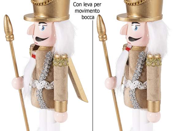 Golden wooden nutcracker with mouth movement lever