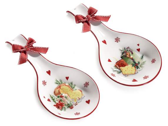 Ceramic spoon holder with Christmas Delights decoration an