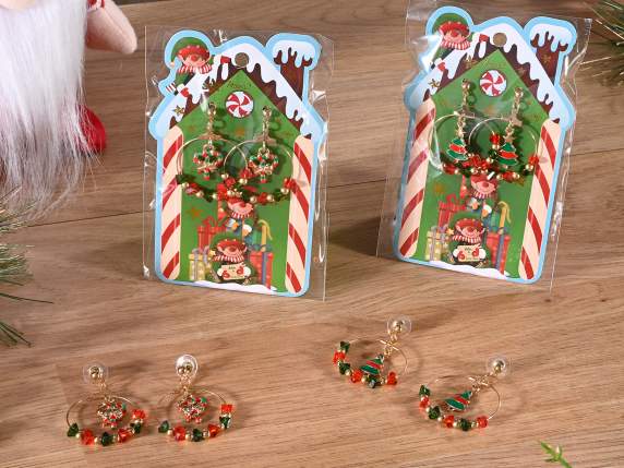 Pair of Christmas Metal Drop Earrings