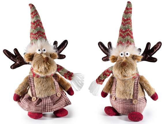 Faux Fur Reindeer with Knitted Scarf to Hang
