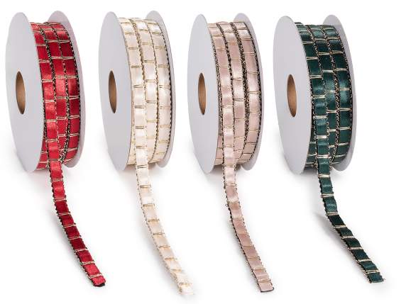 7mm satin ribbon with gold thread inlay