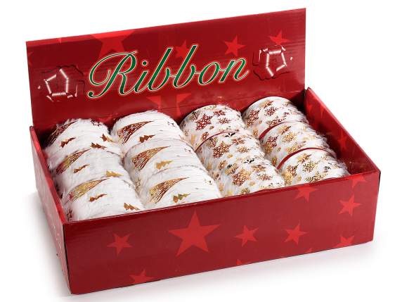 Display 12 63mm faux fur ribbons with gold decorations