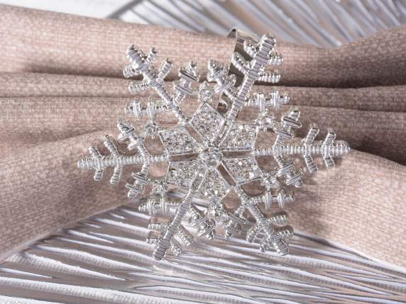 Snowflake metal napkin ring with rhinestones