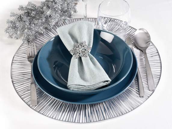 Snowflake metal napkin ring with rhinestones