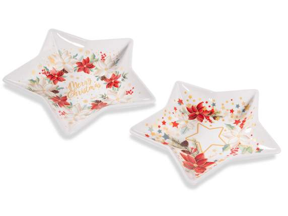 Star porcelain food plate with Christmas decorations
