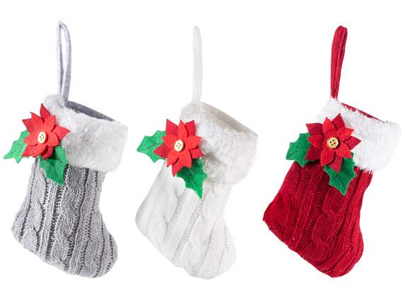 Knitted hanging stocking with Christmas star