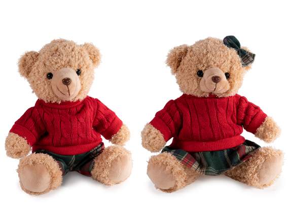 Soft plush teddy bear with wool sweater