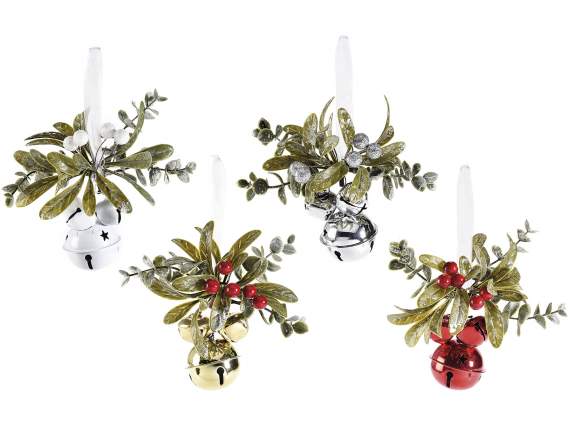 Decoration with metal bells, twigs, berries to hang