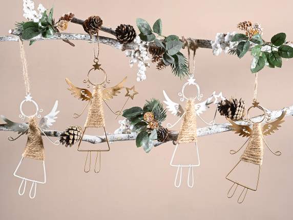 Metal and rope angel to hang