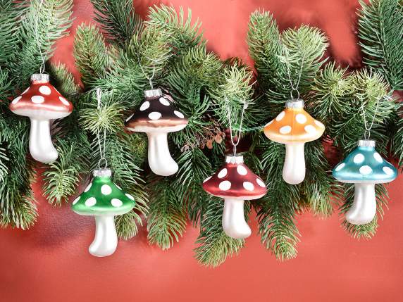 Hanging colored glass mushroom