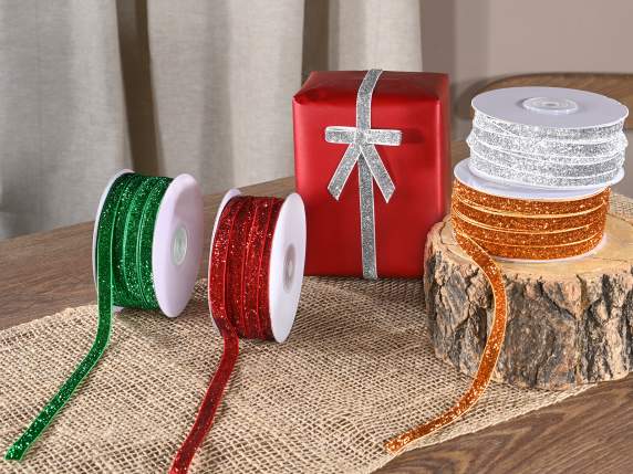 9mm Lamé Effect Velvet Ribbon