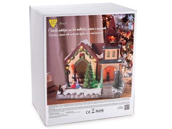 Resin Christmas church with lights, music and movement