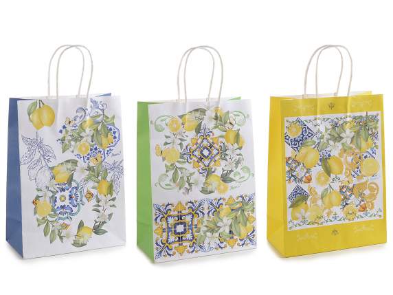 Medium paper bag - envelope with handles and citrus print