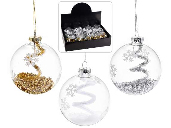 Clear glass ball with flakes and sparkles