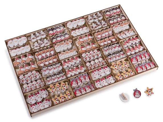 Display 288 wooden clothespins with Christmas characters