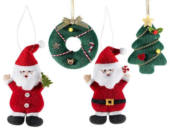 Christmas cloth subject to hang with embossed decorations