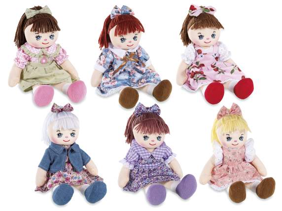 Small stuffed cloth doll with colorful clothes