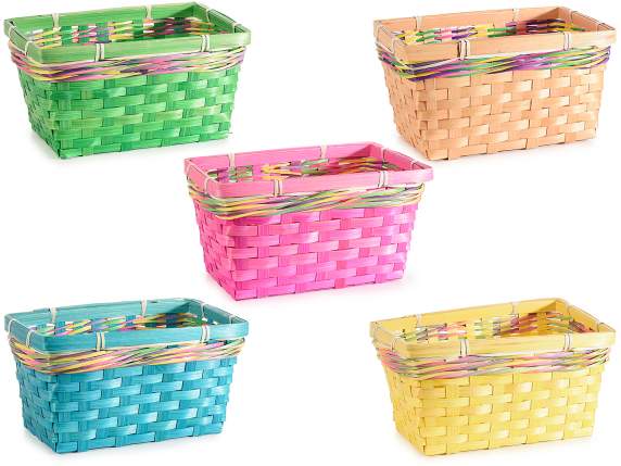 Rectangular colored bamboo basket