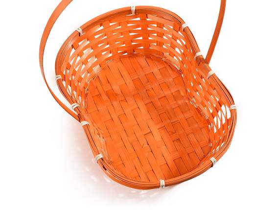 2-compartment basket with colored bamboo handle