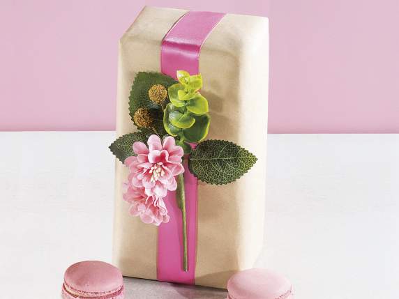 Bouquet of fabric cornflowers and artificial berries
