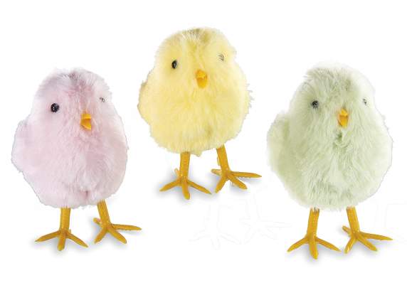 Decorative chick in soft colored eco fur to place on the tab