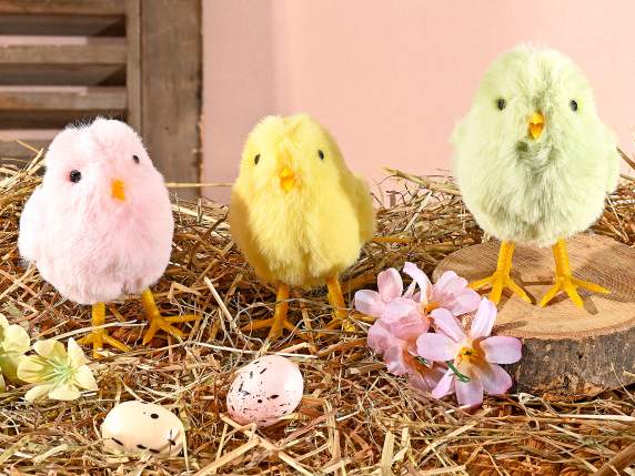 Decorative chick in soft colored eco fur to place on the tab