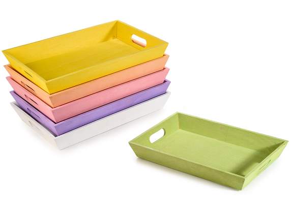 Colorful wooden tray with handles