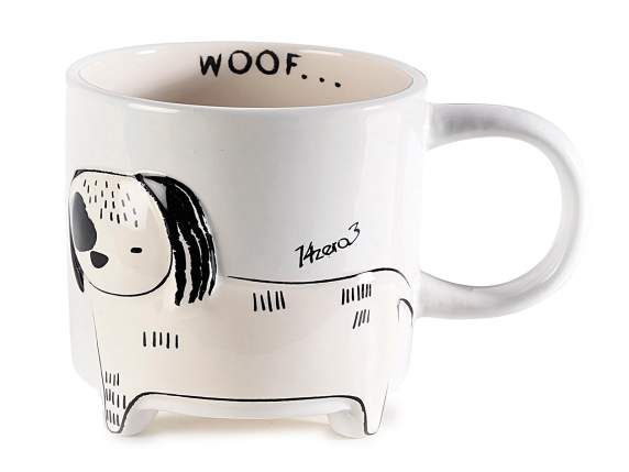 480ml ceramic mug with embossed dog and feet
