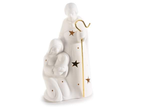 Crib in white porcelain with golden detail and LED lights