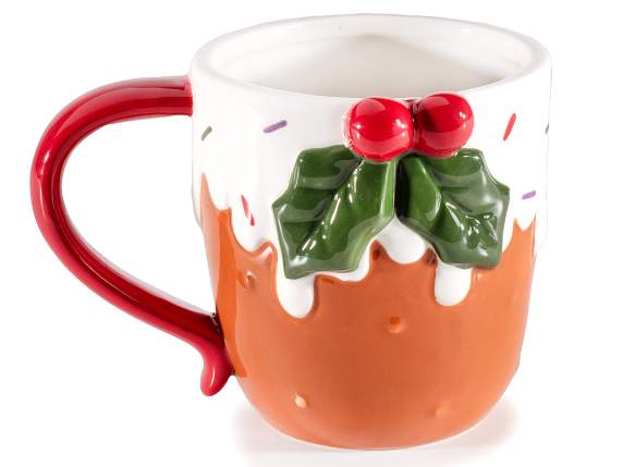 Ceramic Gingerbread Mug 400ml with Holly