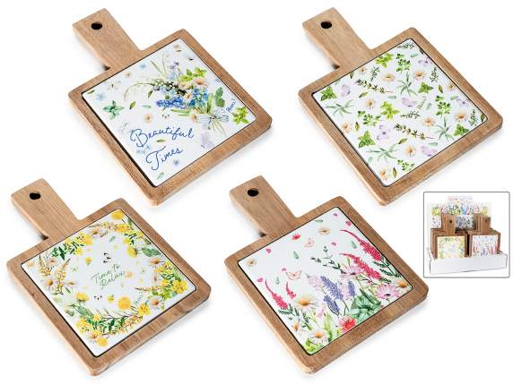 Wooden and ceramic cutting board - trivet