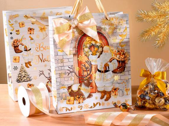 Large Christmas paper bag - envelope with satin handles