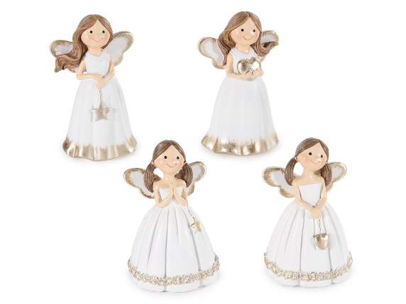 Little angel in colored resin with golden details