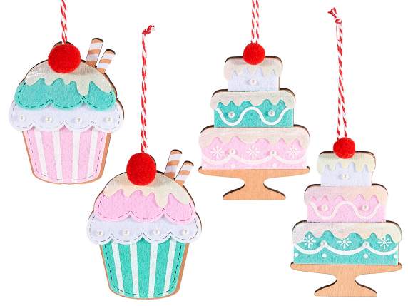 Wooden and felt Christmas sweets decoration