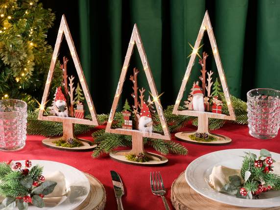 Wooden Christmas tree with LED lights, to be placed