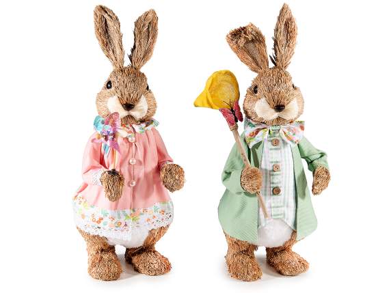 Natural Fiber Rabbit with Net and Pinwheel