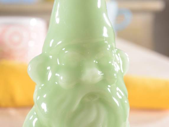 Glossy colored gnome candle in single pack