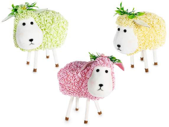 Flocked sheep with colored paper coat