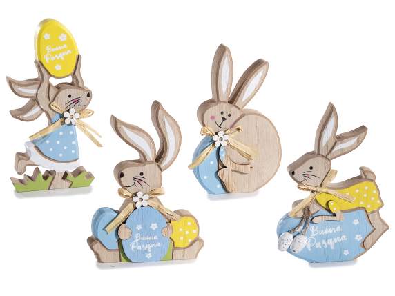 Easter Bunny with Wooden Egg to Stand