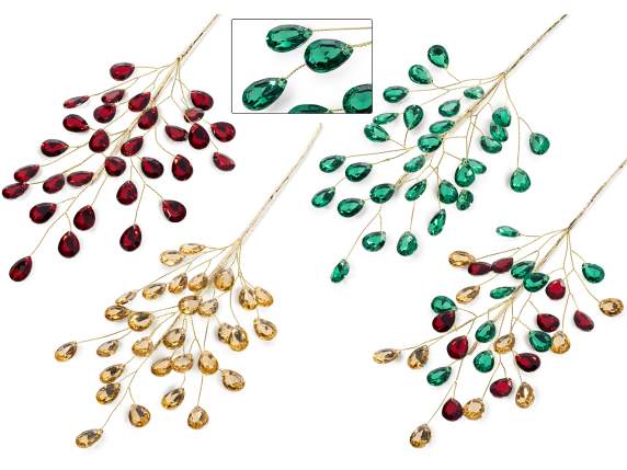 Sprig of artificial colored diamonds