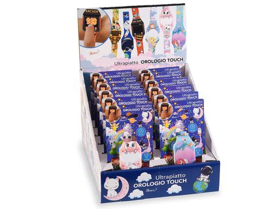 Kids silicone digital watch in card and display of 12