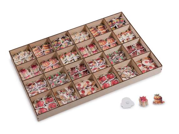 Display 288 Christmas decorations wooden sweets with tape