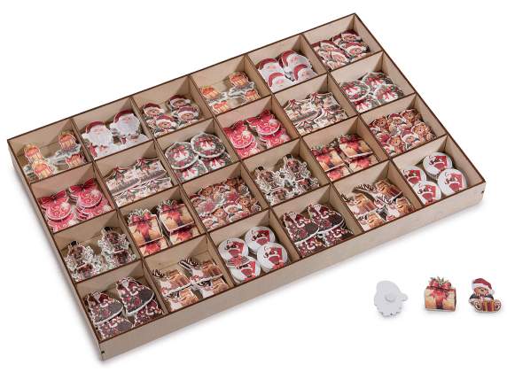 Display 288 wooden Christmas decorations with tape