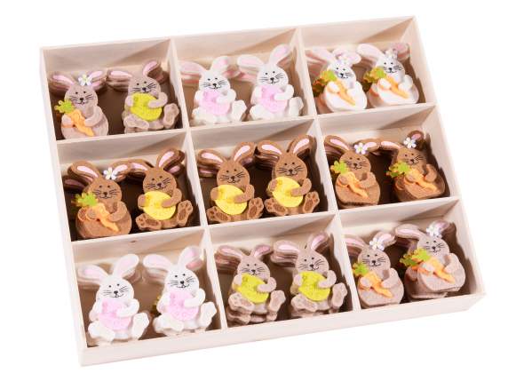 Display 72 cloth bunnies with egg and carrot with double-sid