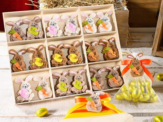 Display 72 cloth bunnies with egg and carrot with double-sid