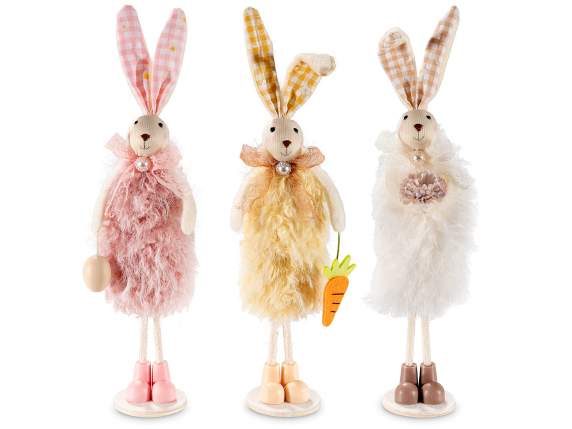 Soft eco fur bunny on wooden base